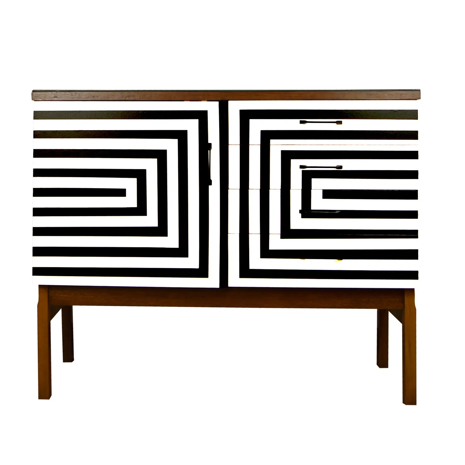 komoda vintage z szufladami i malaturą Op-Art
